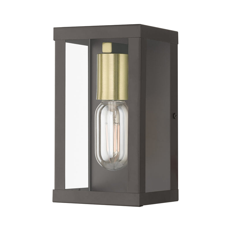 Gaffney Small ADA Outdoor Wall Lantern in Bronze with Antique Gold Finish Accents