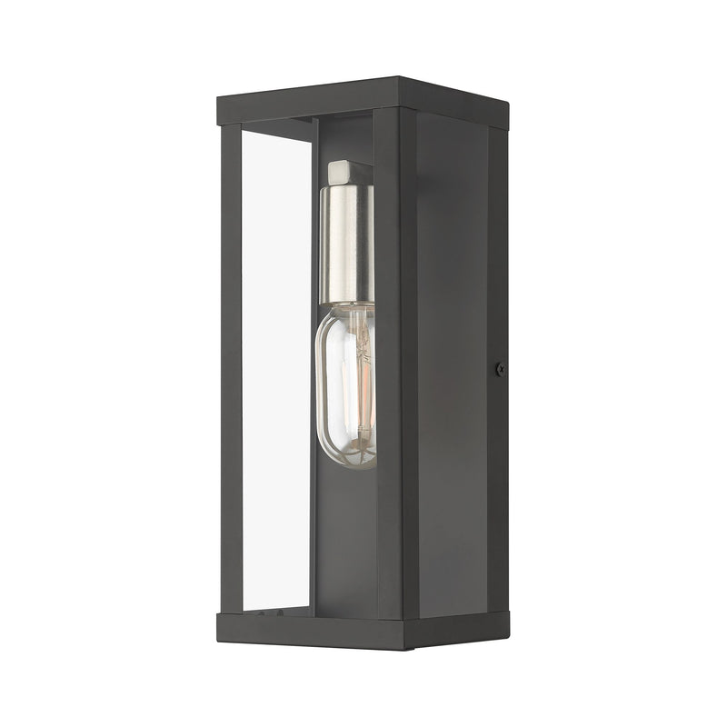 Gaffney Medium ADA Outdoor Wall Lantern in Black with Brushed Nickel Finish Accents