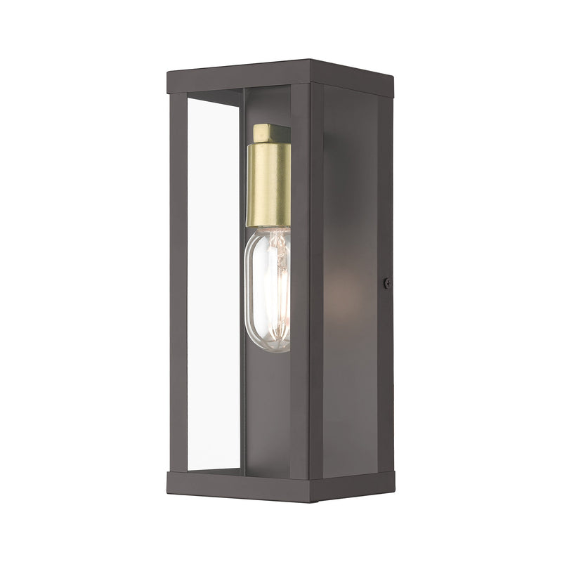 Gaffney Medium ADA Outdoor Wall Lantern in Bronze with Antique Gold Finish Accents
