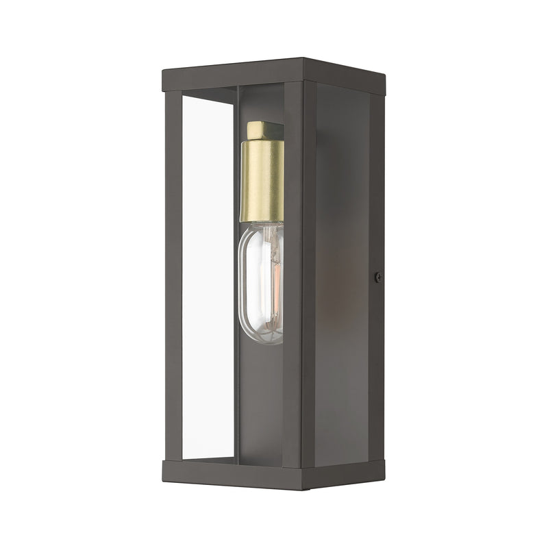 Gaffney Medium ADA Outdoor Wall Lantern in Bronze with Antique Gold Finish Accents