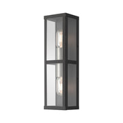 Gaffney 2-Light ADA Outdoor Wall Lantern in Black with Brushed Nickel Finish Accents