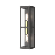 Gaffney 2-Light ADA Outdoor Wall Lantern in Bronze with Antique Gold Finish Accents