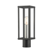 Gaffney Outdoor Post Light in Black with Brushed Nickel Finish Accents