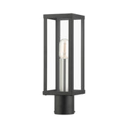 Gaffney Outdoor Post Light in Black with Brushed Nickel Finish Accents