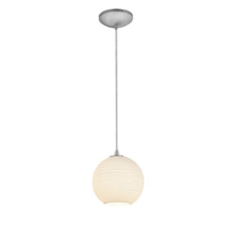 Japanese Lantern Cable Mini Pendant in Brushed Steel