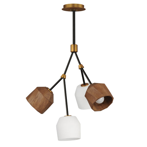 Akimbo 4 Light Chandelier in Dark Bronze / Antique Brass