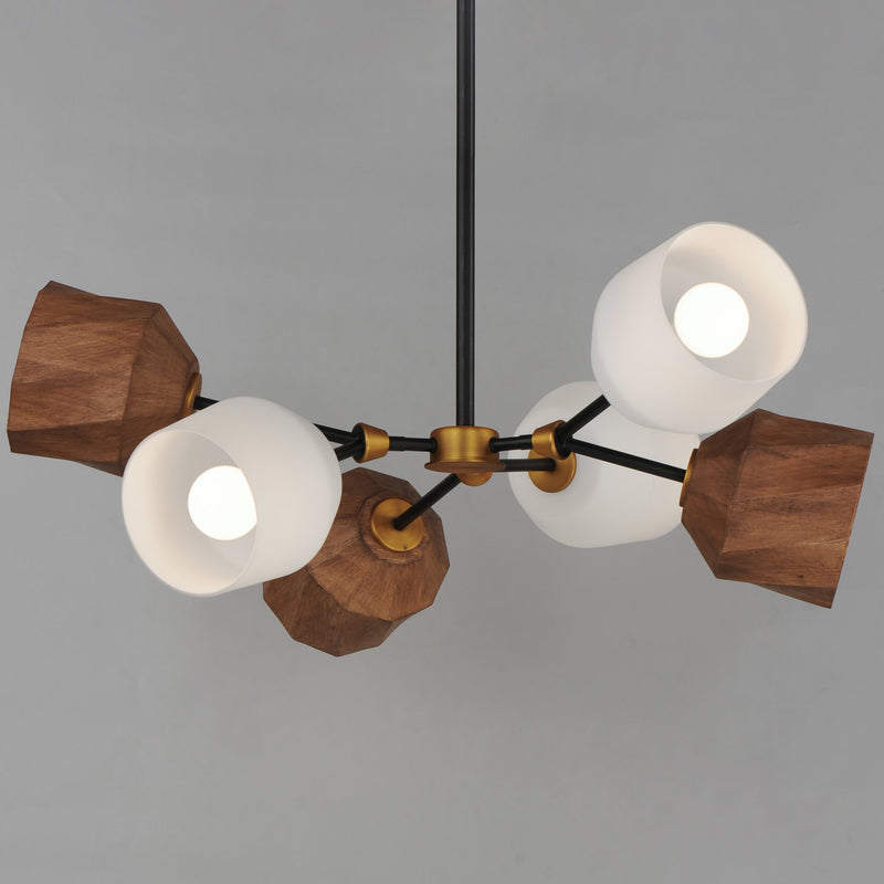 Akimbo 6 Light Chandelier in Dark Bronze / Antique Brass