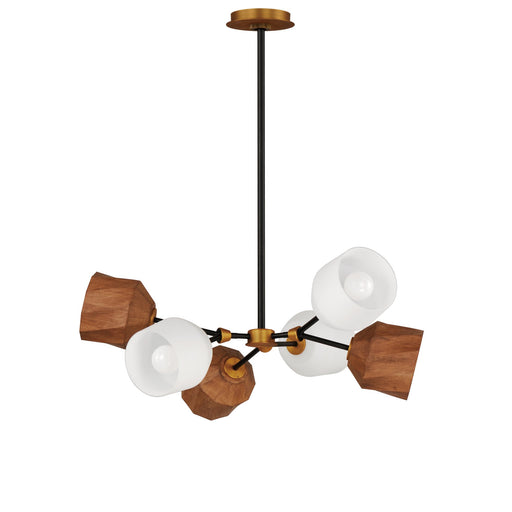 Akimbo 6 Light Chandelier in Dark Bronze / Antique Brass