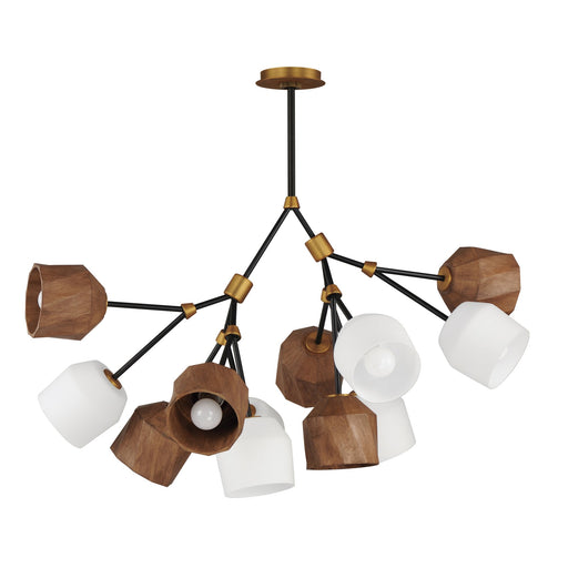 Akimbo 12 Light Chandelier in Dark Bronze / Antique Brass
