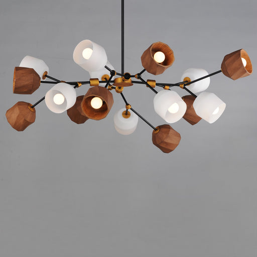 Akimbo 16 Light Chandelier in Dark Bronze / Antique Brass