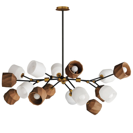 Akimbo 16 Light Chandelier in Dark Bronze / Antique Brass