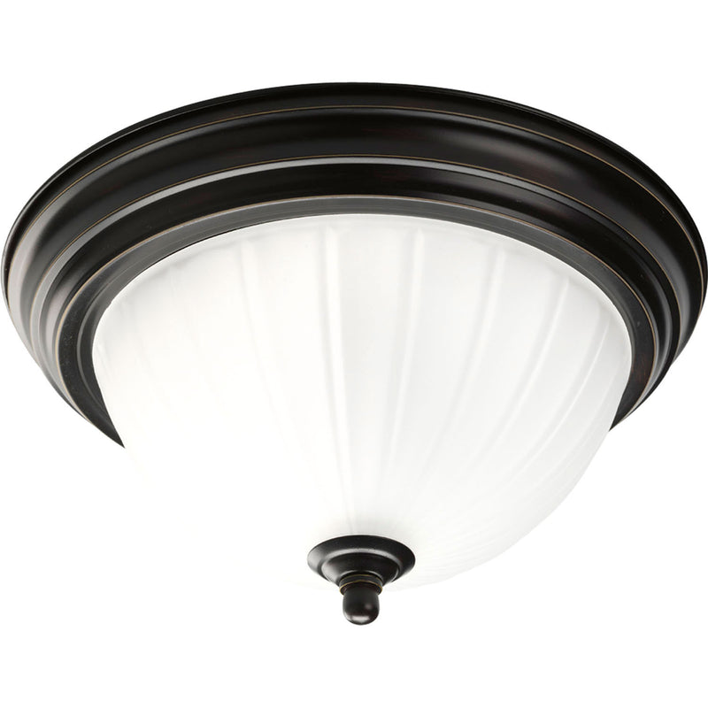 Melon Glass One Light Flush Mount in Antique Bronze