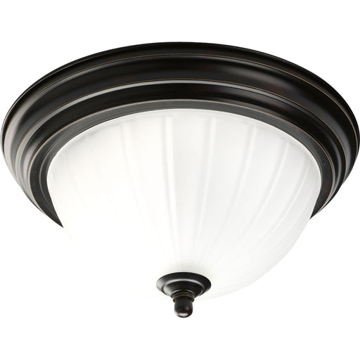 Melon Glass One Light Flush Mount in Antique Bronze