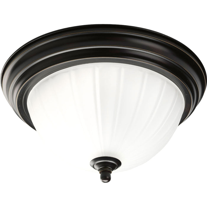 Melon Glass One Light Flush Mount in Antique Bronze