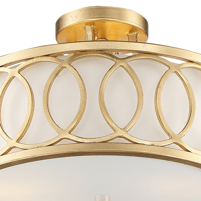 Graham 3 Light 15" Semi Flush Mount in Antique Gold