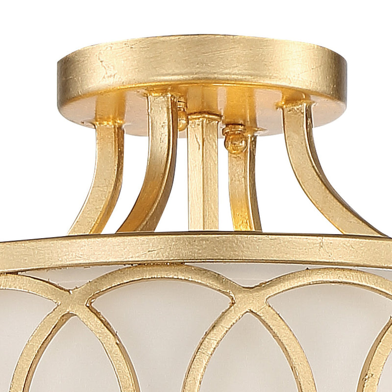Graham 3 Light 15" Semi Flush Mount in Antique Gold
