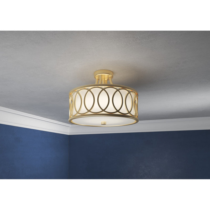 Graham 3 Light 15" Semi Flush Mount in Antique Gold in a room setting