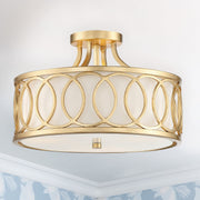 Graham 3 Light 15" Semi Flush Mount in Antique Gold in a room setting