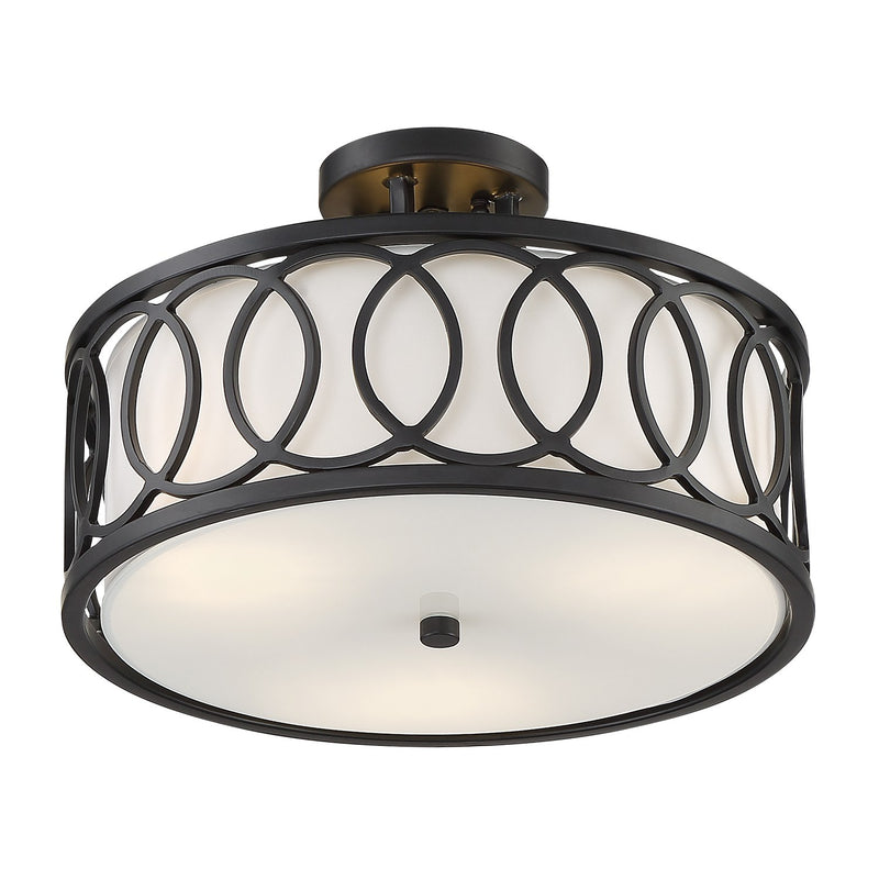 Graham 3 Light 15" Semi Flush Mount in Matte Black