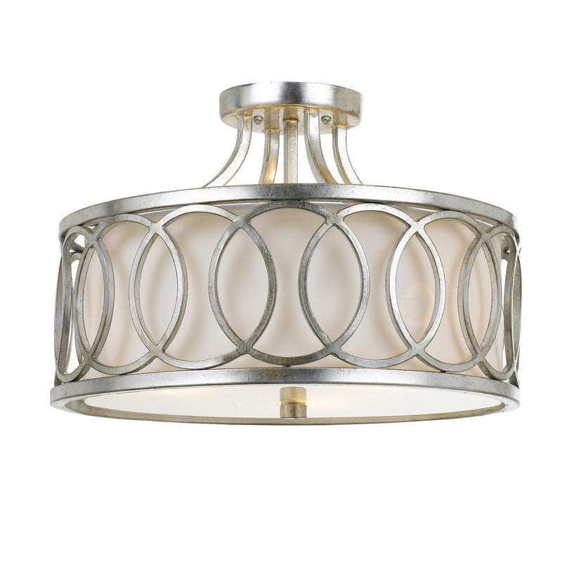 Graham 3 Light 15" Semi Flush Mount in Antique Silver