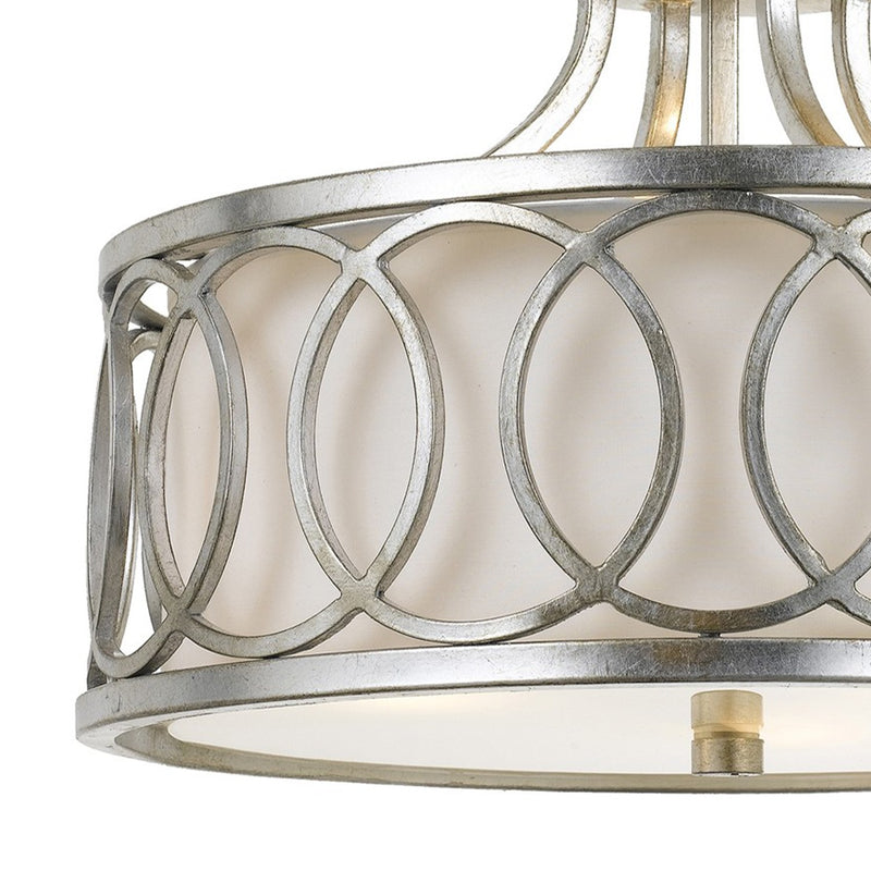 Graham 3 Light 15" Semi Flush Mount in Antique Silver
