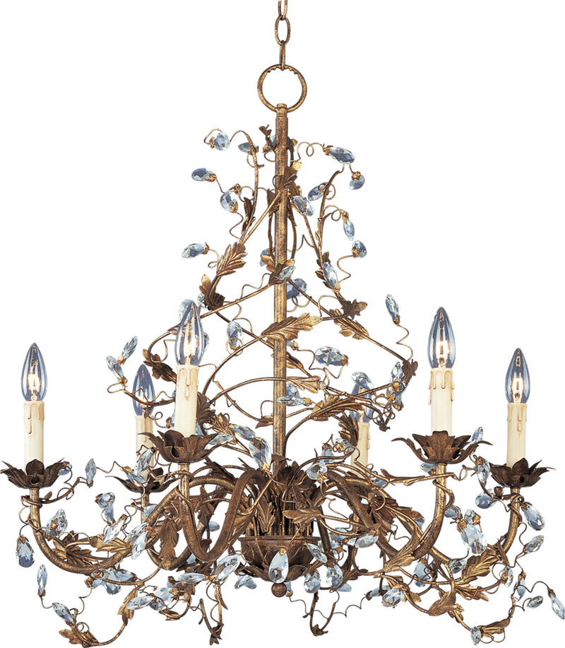 Elegante 6 Light Chandelier in Etruscan Gold