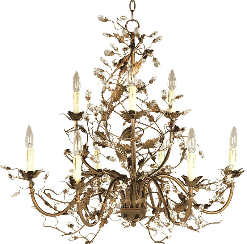 Elegante 9 Light Chandelier in Etruscan Gold