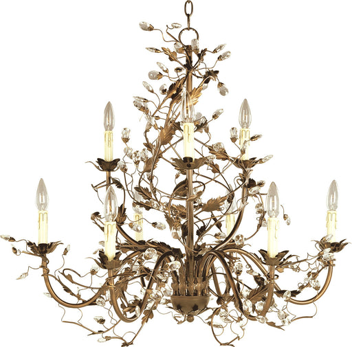 Elegante 9 Light Chandelier in Etruscan Gold
