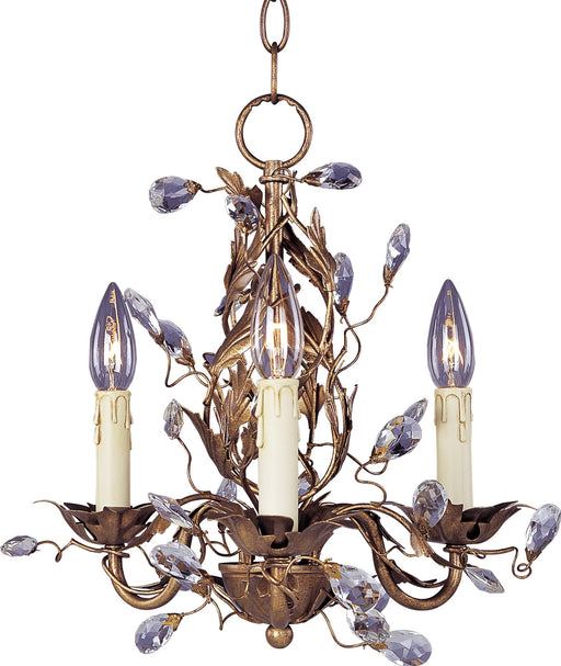 Elegante 14" 3 Light Mini Chandelier in Etruscan Gold