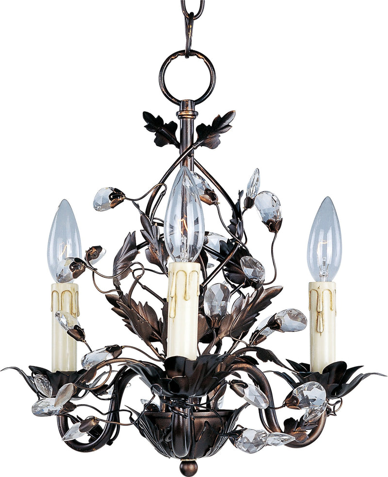 Elegante 14" 3 Light Mini Chandelier in Oil Rubbed Bronze