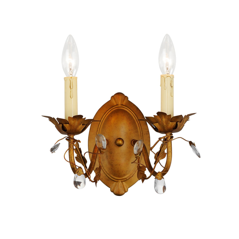 Elegante 2 Light Wall Sconce in Etruscan Gold