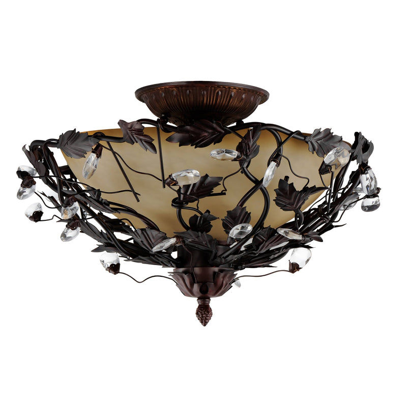 Elegante 3 Light Semi-Flush Mount in Oil Rubbed Bronze