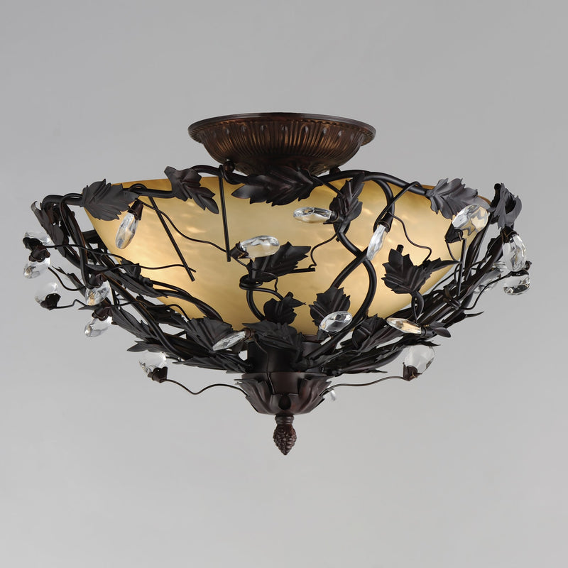 Elegante 3 Light Semi-Flush Mount in Oil Rubbed Bronze