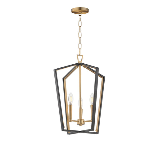 Melrose 3 Light Pendant in Black / Natural Aged Brass