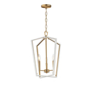 Melrose 3 Light Pendant in White / Natural Aged Brass