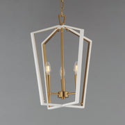 Melrose 3 Light Pendant in White / Natural Aged Brass