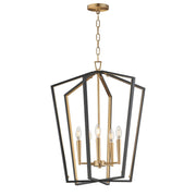 Melrose 5 Light Pendant in Black / Natural Aged Brass