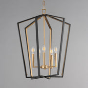 Melrose 5 Light Pendant in Black / Natural Aged Brass