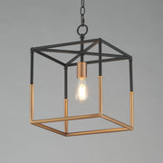 Soho 1 Light Pendant in Black / Weathered Brass