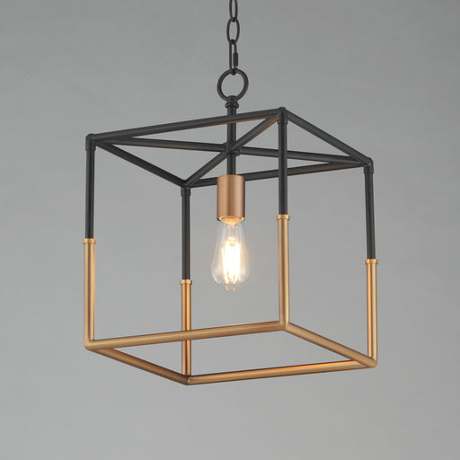 Soho 1 Light Pendant in Black / Weathered Brass
