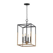 Soho 12" 4 Light Pendant in Black / Weathered Brass