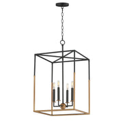 Soho 16" 4 Light Pendant in Black / Weathered Brass