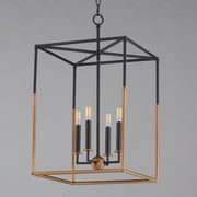 Soho 16" 4 Light Pendant in Black / Weathered Brass