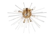 Polaris 8 Light Flush Mount in Satin Brass