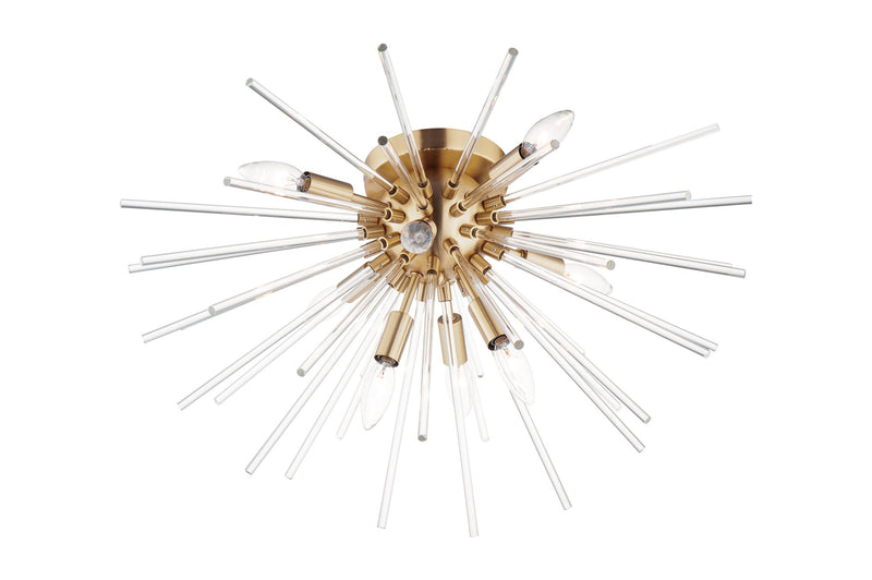 Polaris 8 Light Flush Mount in Satin Brass
