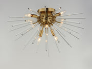 Polaris 8 Light Flush Mount in Satin Brass
