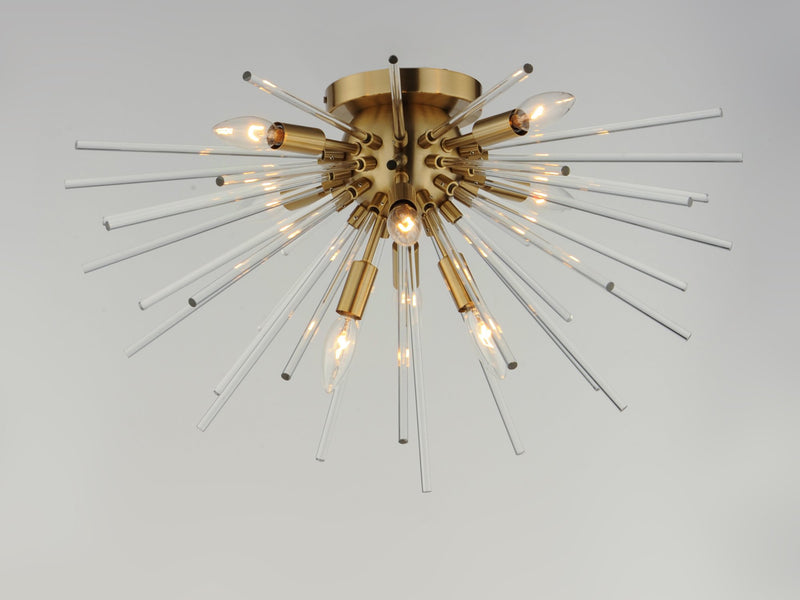 Polaris 8 Light Flush Mount in Satin Brass