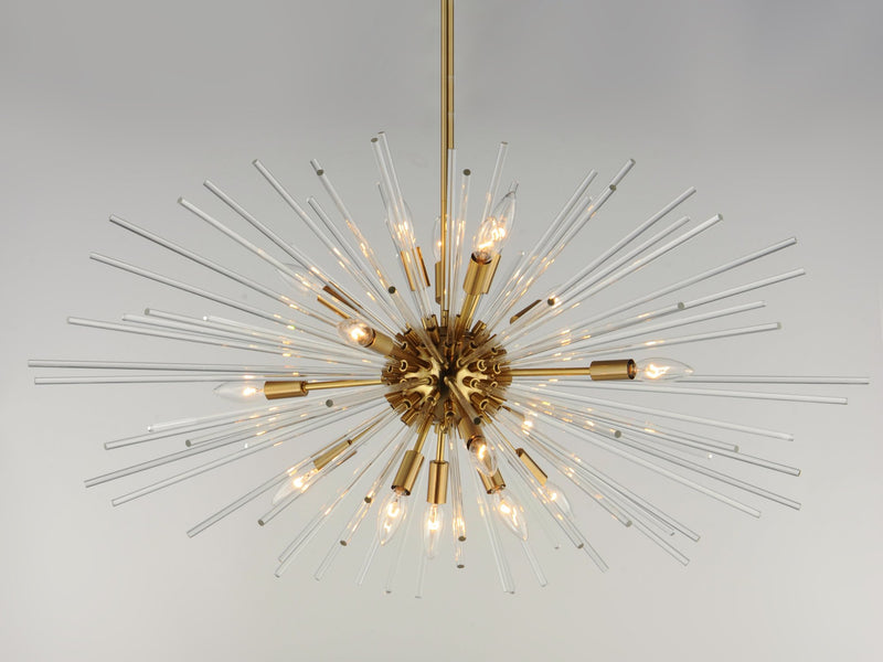 Polaris 16 Light Low Profile Chandelier in Satin Brass