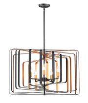 Radial 5 Light Chandelier in Black / Gold