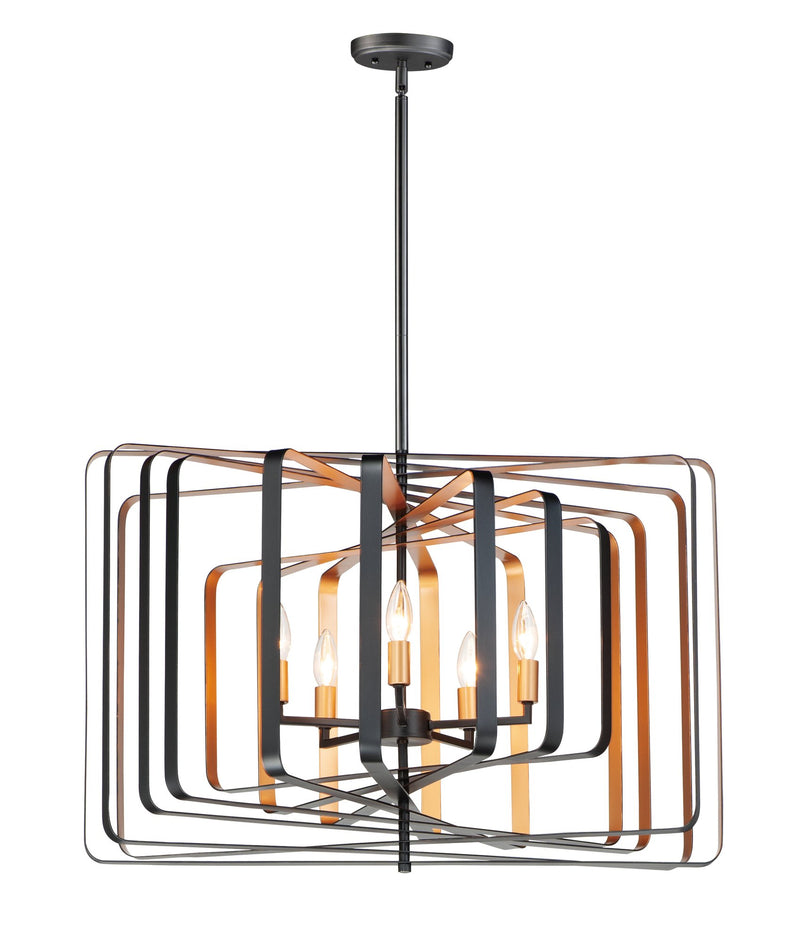 Radial 5 Light Chandelier in Black / Gold